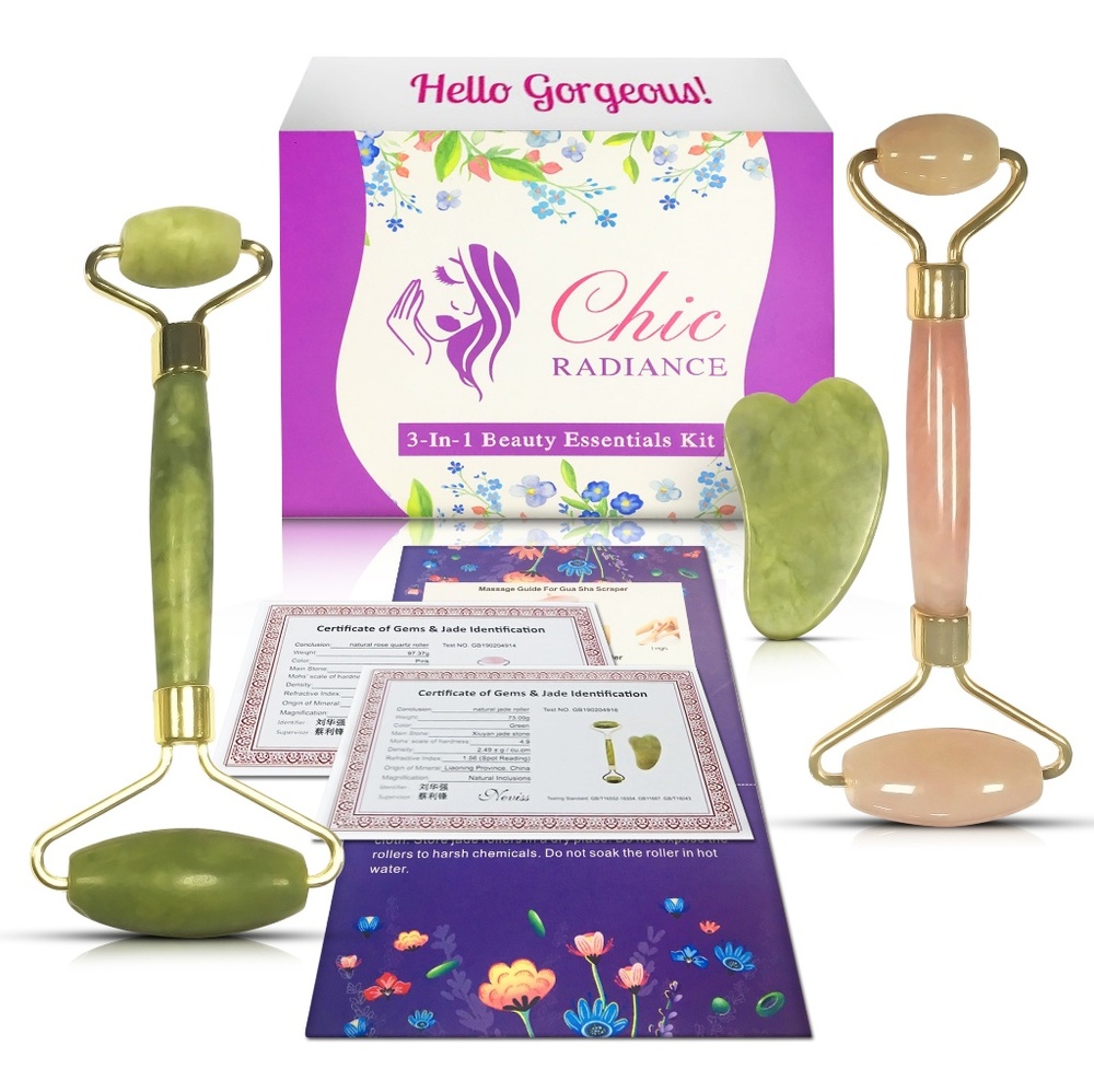💕BEAUTY MUST HAVE💕 Jade & Rose Quartz Roller Kit - Picture 2 of 8
